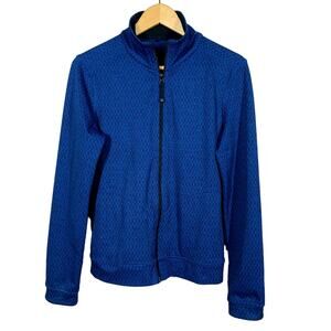Prana Full Zip Athletic Jacket Mock Neck Blue Sport Casual Diamond - M